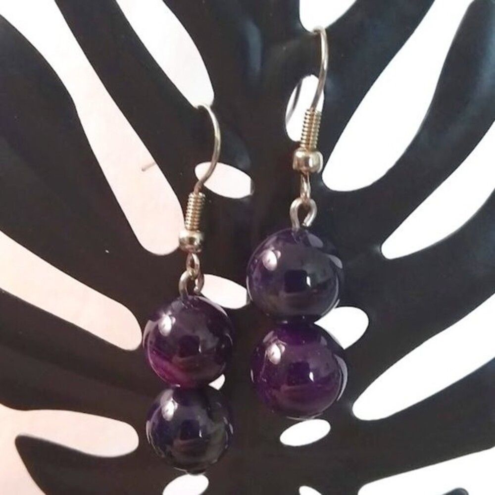 Deep Purple Midnight Sky Stone Earrings